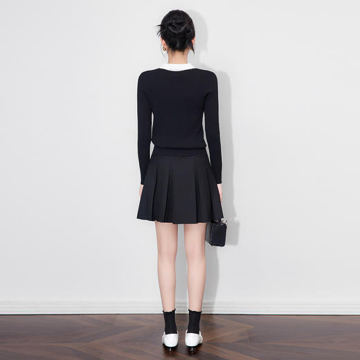 「高货wl」全新升级【铂金会员238/天猫319/差价81】(65614)洛诗琳法式气质绞花针织衫2025秋季撞色娃娃领减龄毛衫女wl65614 商品图1