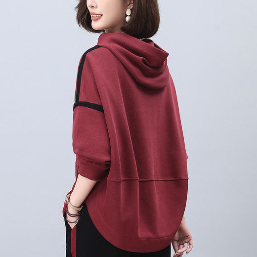 丁摩 连帽卫衣女新款春秋洋气减龄宽松百搭上衣5ZF-1923 商品图2