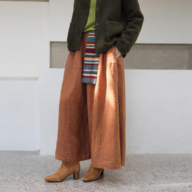 特绽放644朵/加厚汉麻全腰松紧内加抽绳阔腿裤显瘦休闲裤秋冬新款