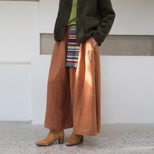 特绽放644朵/加厚汉麻全腰松紧内加抽绳阔腿裤显瘦休闲裤秋冬新款 商品图0