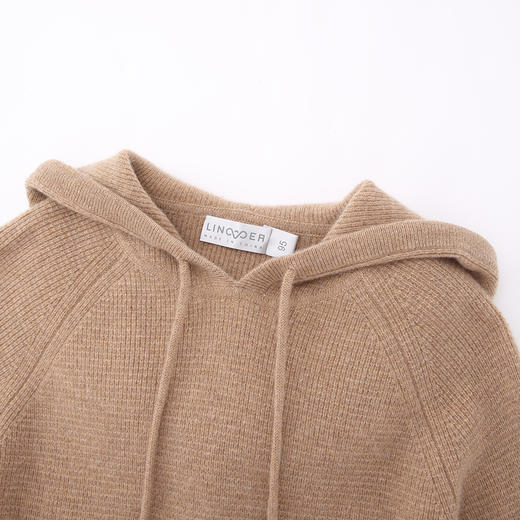 羚荌渼华夫格纯色加厚百搭连帽羊绒衫女 商品图2