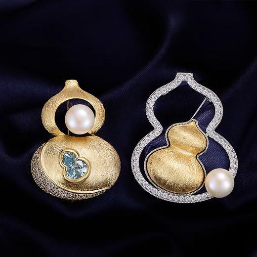 新中式国风拉丝葫芦，淡水珍珠胸针胸花LY-M-387 商品图0