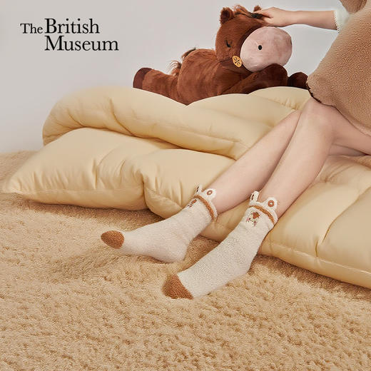 大英博物馆 巴斯特系列 萌猫条纹花边 中筒袜 商品图0