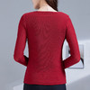雀说新款玫瑰花荡领弹力网纱时尚洋气百搭纯色长袖T恤女上衣AL46006 商品缩略图4