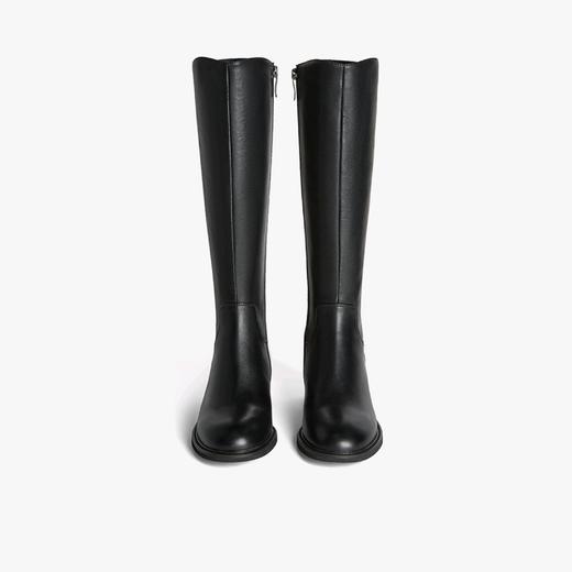 【云粉节】BF楼百思图25冬新款牛皮黑色骑士靴通勤粗跟女大筒围高筒长靴AX892DG5吊牌价1699.现价699 商品图2