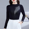 雀说烫钻内搭网纱打底衫女秋冬新款洋气纱衣小衫纯色百搭长袖T恤AL46909 商品缩略图2