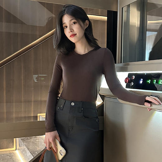 会上瘾！官网1699！禾家轻薄高弹山羊绒保暖蓄热打底衫女圆领修身显瘦可外穿内搭 商品图1