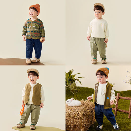 【软牛仔】迷你巴拉男童植物可爱裤子秋柔软儿童长裤不褪色 商品图4