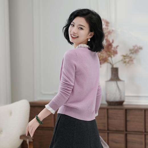西子/玛奇朵100美丽诺羊毛花边领秋冬长袖针织衫/MSTJ491 商品图1