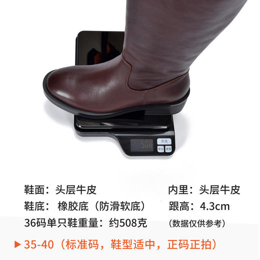 TN T6806-09高筒中跟软皮大筒围长筒骑士靴 商品图1