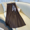 百媚生 【送腰带】半身裙女秋a字百褶裙垂感中长款伞裙0831-1 商品缩略图3