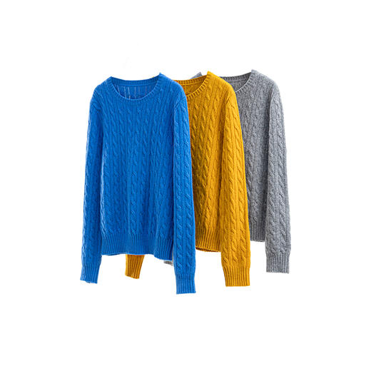 特绽放658朵/多色羊毛绞花圆领套头毛针织衫文艺百搭毛衣秋冬新款 商品图4