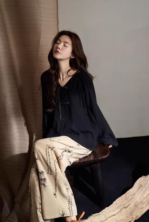 超美国风LANSHU岚束素雅情侣家居服套装&睡裙 商品图3