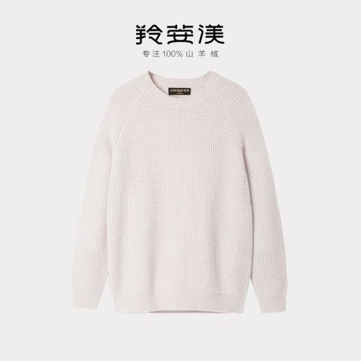 羚荌渼圆领华夫格插肩袖短款羊绒衫女 商品图4