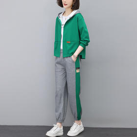 百媚生 棉质连帽开衫休闲运动套装女士卫衣卫裤两件套BKYLDS2306