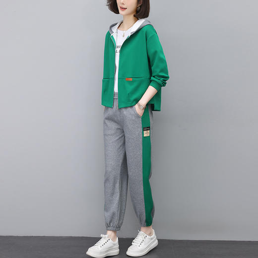 百媚生 棉质连帽开衫休闲运动套装女士卫衣卫裤两件套BKYLDS2306 商品图0