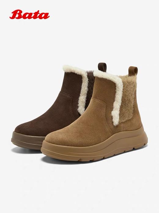 【云粉节】 【拔佳】BF楼Bata雪地靴女2025冬款牛皮保暖厚底百搭时尚短靴AD150DD5   吊牌价1159   活动价799 商品图3