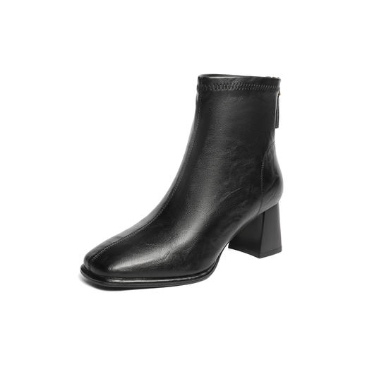 【云粉节】BF楼 森达弹力瘦瘦靴2025冬季新款气质粗跟法式切尔西靴XRR01吊牌价899活动价399 商品图1