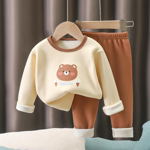 儿童内衣套装德绒新款男童秋装加绒女宝宝秋衣秋裤家居服 商品图2