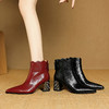 【预售5天】真皮粗跟短靴时尚高跟尖头马丁靴秋冬单靴新款妈妈加绒女靴子DB&M6606 商品缩略图2