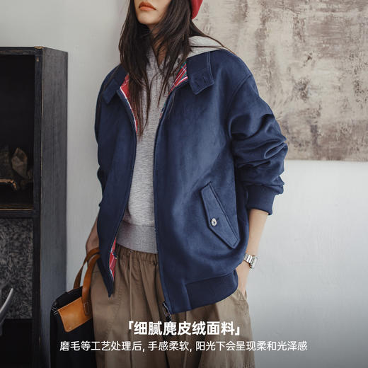 马登棕色美拉德复古麂皮绒面宽松肌理感外套立领哈灵顿夹克女士秋 商品图2