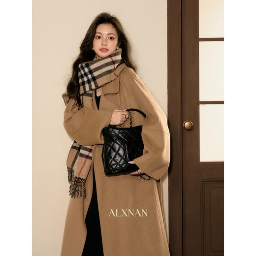 鹿向南「抱卷寻幽」焦糖色毛呢外套秋冬季新款翻领高级感大衣女士 商品图2