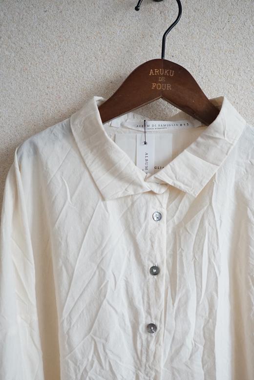 ALBUM DI FAMIGLIA 米白棉质皱褶长袖衬衫(SHORT COLLAR SHIRT LWR) 商品图7