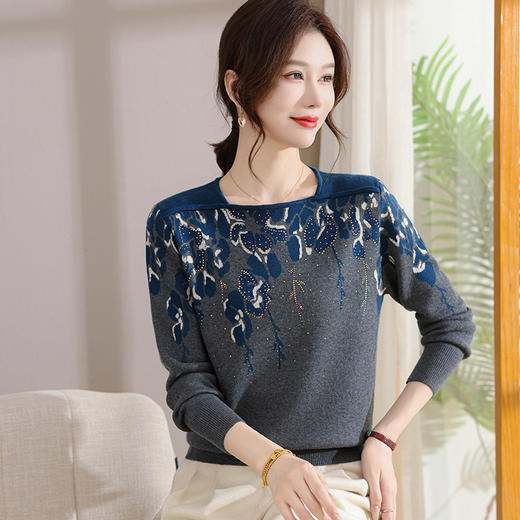 妈妈秋装气质长袖针织小衫宽松上衣中老年女装洋气百搭毛衣打底衫 商品图0