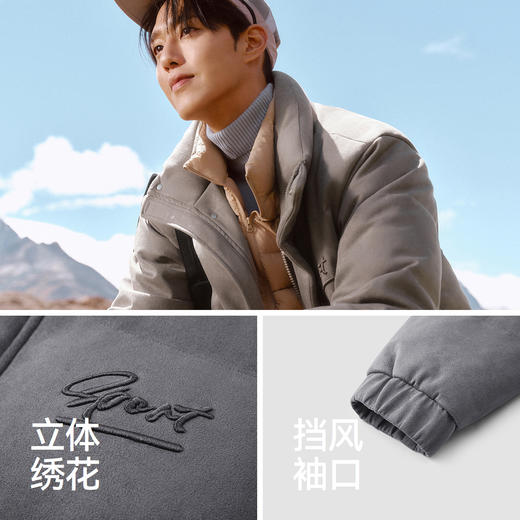 森马羽绒服男加厚保暖立领外套美式运动风绣花2025新款冬装情侣潮 商品图3