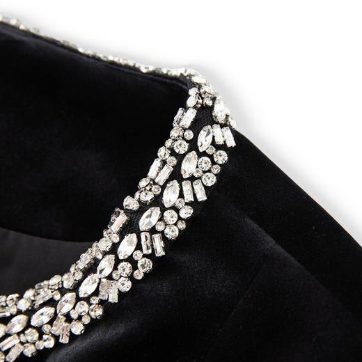 「高货wl」全新升级【铂金会员468/天猫629/差价161】(99047)洛诗琳法式重工钉钻丝绒上衣短外套大摆A字半身裙两件套 商品图2