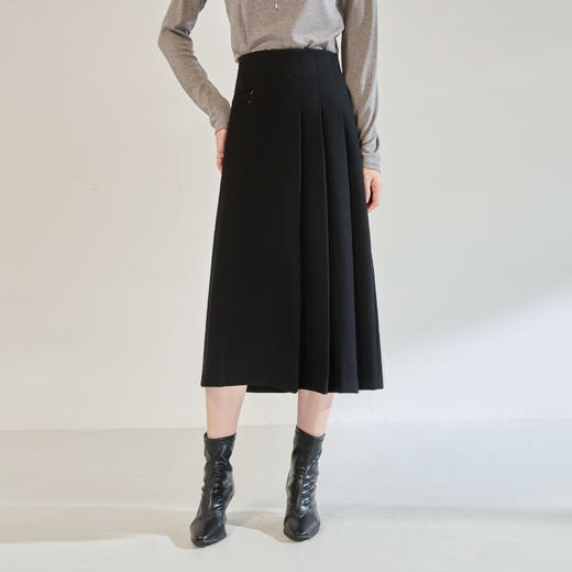 「高货sh」全新升级【铂金会员183/天猫249/差价66】(95947)洛诗琳简约气质醋酸羊毛半身裙2025秋冬加厚显瘦百褶A字裙 商品图4