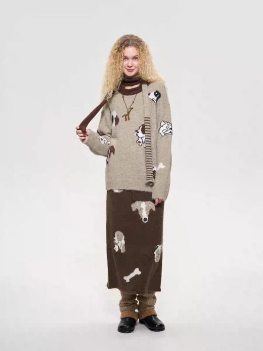 local tag/It24awk36b/小狗的派对提花卷边领毛衣套头上衣 商品图1