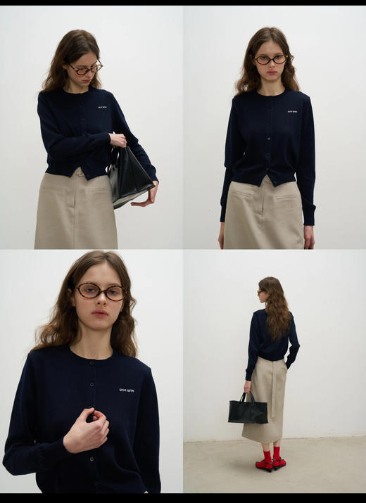 女款M1U M1U 100羊毛纯色字母徽标长袖针织衫MY137 商品图2