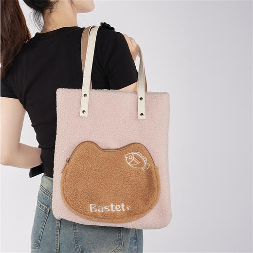 大英博物馆 巴斯特系列 猫头拼接 羊羔包 托特单肩包 商品图2