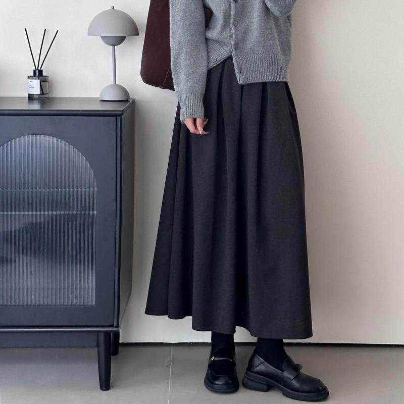 仙女标配 显高显瘦【梦惠妮 法式赫本毛呢裙】加绒垂感半身裙 上身显高 显瘦遮肉 消化各种腿型 时尚百搭  #M663