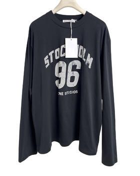 女款宽松做旧印花长袖T恤001