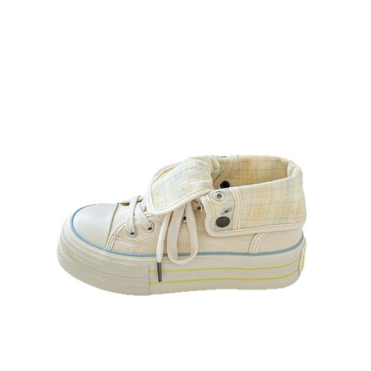 【YW】无忧购 两穿高帮增高帆布鞋女新款复古白色增高小众休闲鞋6163（截单后3-5天发货） 商品图4