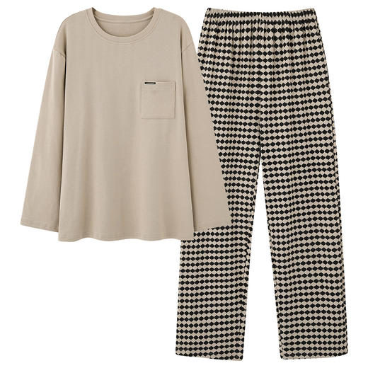 雀说 纯棉睡衣情侣春秋季条纹爽棉高级感家居服套装 商品图4