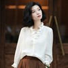 西子/【月光美人】醋酸桑蚕丝拉夫领长袖白色上衣/SYTJ085 商品缩略图2