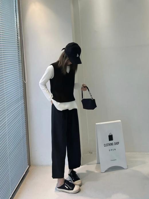 RM729#镂空后背系带V领针织马甲 商品图0