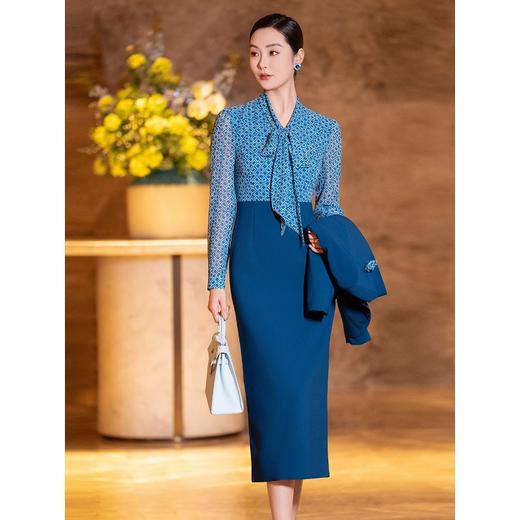 YBY 961H83时尚套装裙大气气质西装外套印花连衣裙两件套 商品图2