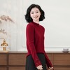 西子/【绯红岁月】精纺羊毛时尚设计感镂空袖口红色针织衫/MSBH2307 商品缩略图1