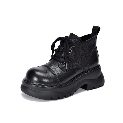 TN T6769-01厚底系带马丁靴复古休闲百搭真皮短靴 商品图4