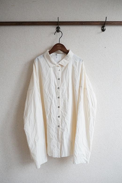 ALBUM DI FAMIGLIA 米白棉质皱褶长袖衬衫(SHORT COLLAR SHIRT LWR) 商品图6