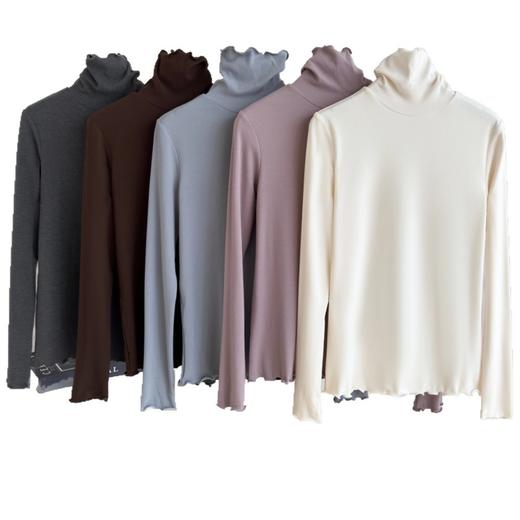 「自」全新升级【铂金会员183/天猫239/差价56】(55511)洛诗琳桑蚕丝保暖薄绒打底衫2025秋冬堆堆领修身百搭上衣女 商品图4