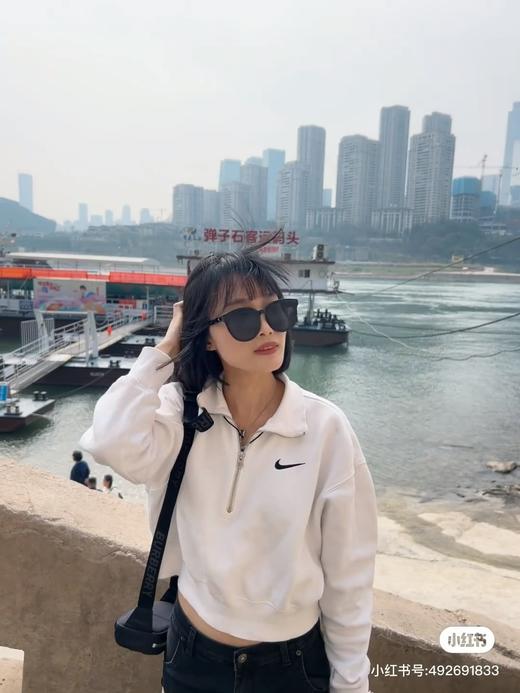 耐家纯色Logo刺绣半拉链半开襟卫衣（蕾姐M）（DQ5768） 商品图11