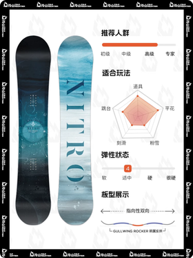 冷山雪具NITRO滑雪板尼卓MYSTIQUE全能新手入门单板雪板女款2526