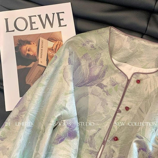 丁摩 新中式晕染提花国风外套春秋装女款新款圆领改良上衣5ZF-4862 商品图2