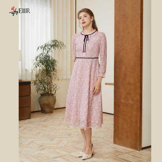 司歌蕾丝双色长袖仙气收腰连衣裙A901139X 商品图4