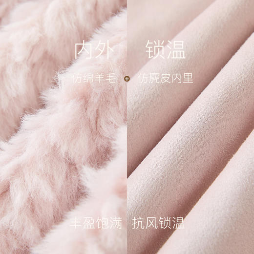 三彩2025冬季新款环保皮草翻领毛毛仿皮草外套宽松牛角扣M 商品图3